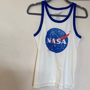 NASA White and Blue Men's Graphic Tank Top